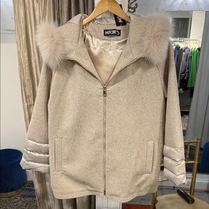 Mitchie’s Taupe  Women's Jacket with Fur Trim